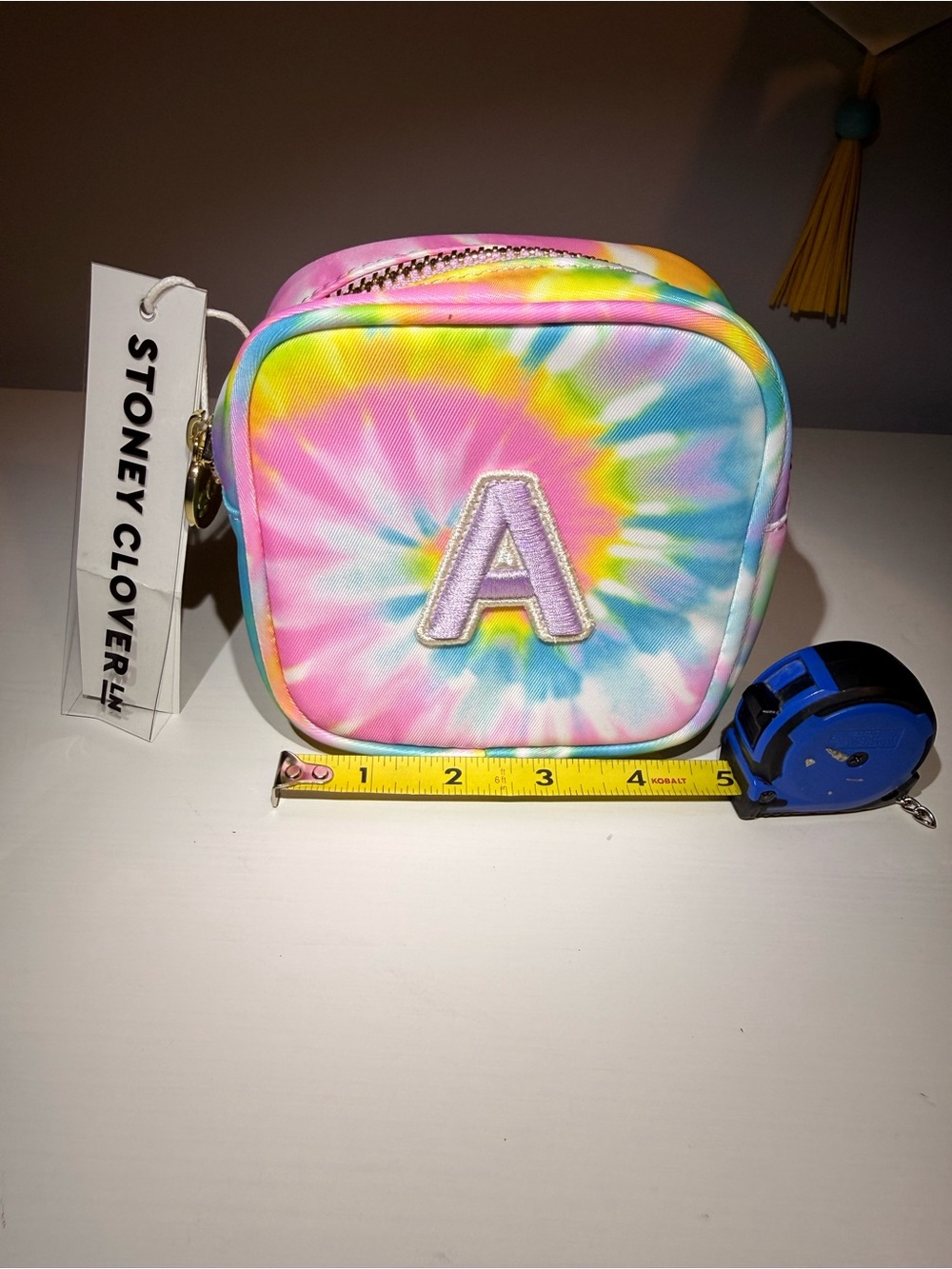 Stoney Clover Lane Tie-Dye Mini Pouch with initial “A”